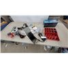 Image 1 : Assorted Electrical and Hardware Lot: Angle Grinder, O-Ring Kit, Light Fixture Bases