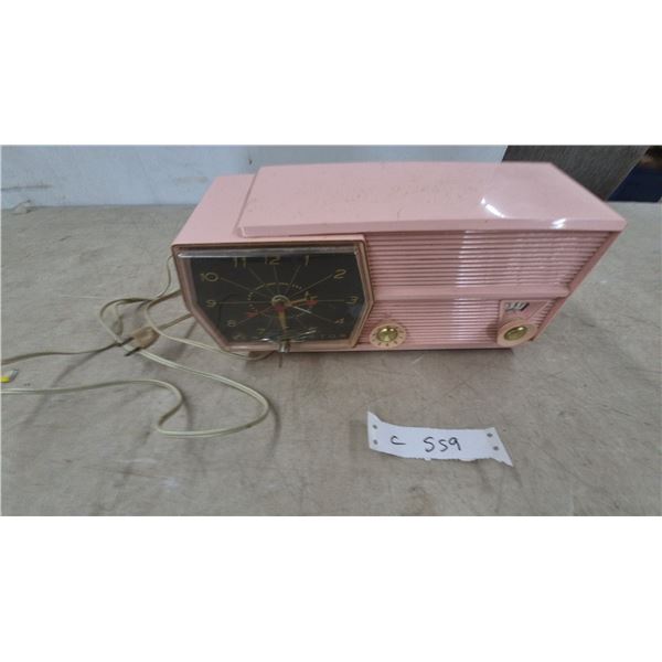 RCA Victor Pink Clock Radio and Power Cord, Model 224