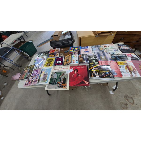 Collection of Antiques and Collectibles Price Guides, Barbie, and Norman Rockwell Books