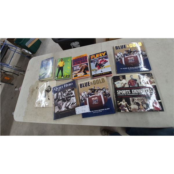Sports Books and Memorabilia: Blue and Gold, Quiet Hero, Sports Immortals, Tiger Woods