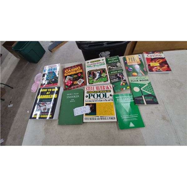Collection of Gambling, Casino, Blackjack, Snooker, Pool, and Billiards Books