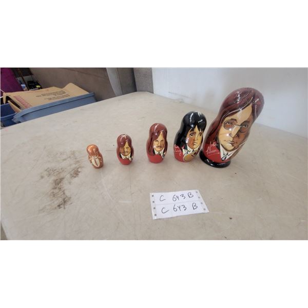 The Beatles Russian Nesting Dolls, 5-Piece Set: John Lennon, Paul McCartney, George Harrison, Ringo