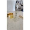 Image 2 : Assorted Lamps and Decor: Fiber Optic Lamp, Blue Glass Lamp, Clear Glass Lamp, Gold Boot