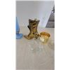 Image 3 : Assorted Lamps and Decor: Fiber Optic Lamp, Blue Glass Lamp, Clear Glass Lamp, Gold Boot