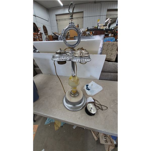 Vintage chrome Table Lamp with clock