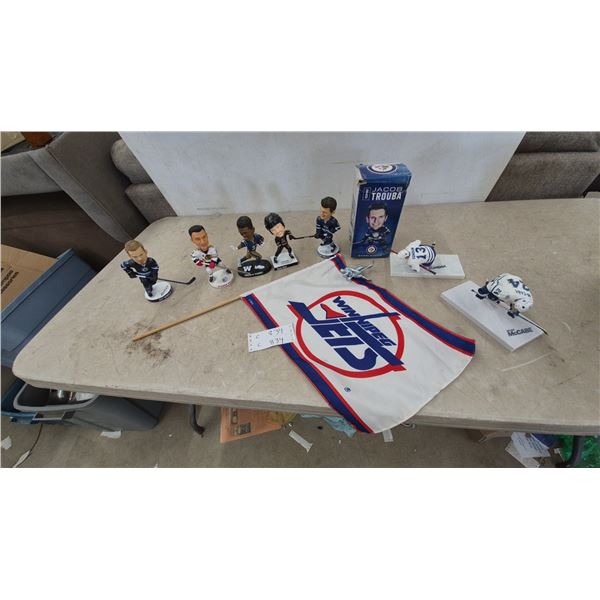 Winnipeg Jets and Other Sports Bobbleheads, Flag, and Hockey Player Figurines