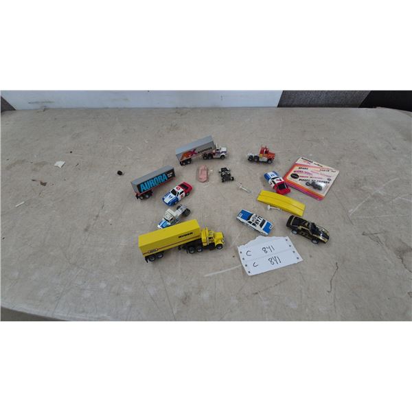Aurora AFX and Ryder Die-Cast Trucks, Cars, and Spare Parts Package