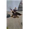Image 2 : Assorted Decor: Metal Eagle Sculpture, Penguin Figurine, Stone Mask