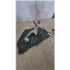Image 4 : Assorted Decor: Metal Eagle Sculpture, Penguin Figurine, Stone Mask