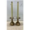Image 1 : Pair of Church Brass Candlesticks with Spring-Loaded Cylinder for Candles, 30” Tall