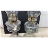 Image 3 : Pair of Vintage Clear Pressed Glass Kerosene Lamps with Brass Burners and Glass Chimneys, Tallest