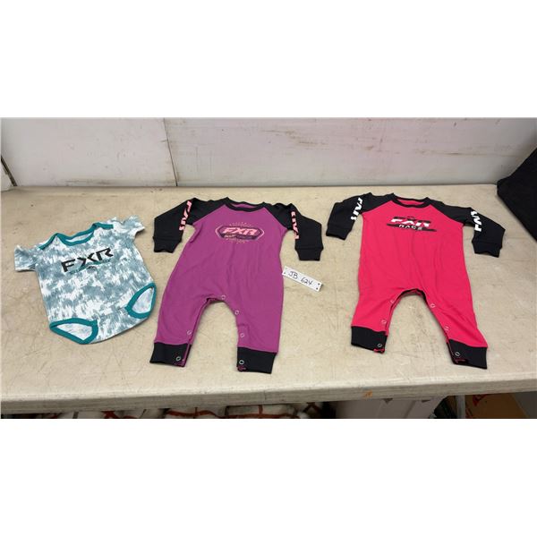 Three New FXR Racing Baby Onesies and Rompers, Sz 6 - 12 Months