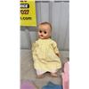 Image 2 : Large (19” Tall) Antique Doll With Closing Eyelids and Large Variety of Doll Clothing