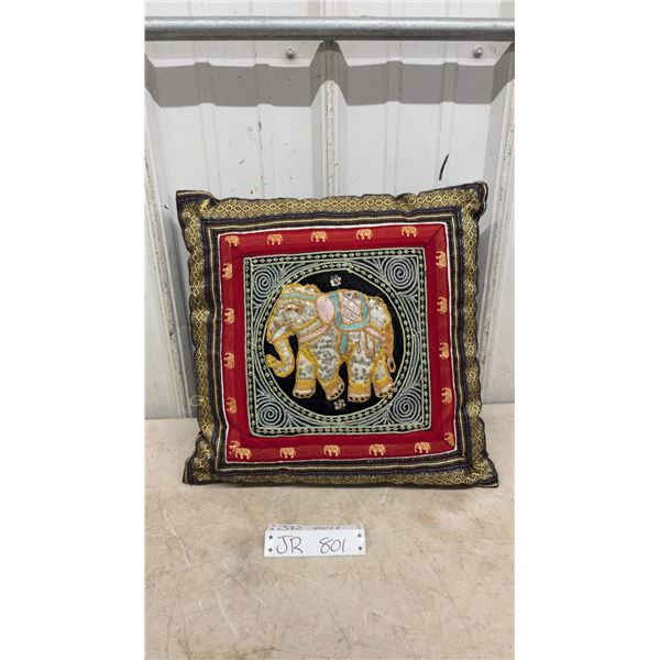 Embroidered Middle Eastern Throw Pillow in Elephant Motif