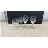 Image 6 : Mixed Lot of Vintage Clear Glass Stemware with Floral Etched and Geometric Designs