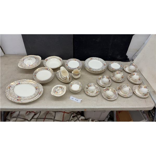 Royal Staffordshire Pottery  Pekin  Floral Gold Filigree Dinnerware Set, 65 Pieces