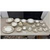 Image 1 : Royal Staffordshire Pottery "Pekin" Floral Gold Filigree Dinnerware Set, 65 Pieces