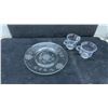 Image 10 : Vintage Silver Overlay Glass Serving Set, Anchor Hocking Ripple Relish Dishes, Plates, Creamer