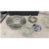 Image 3 : Vintage Silver Overlay Glass Serving Set, Anchor Hocking Ripple Relish Dishes, Plates, Creamer