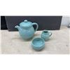 Image 5 : Radford England Hand-Painted Floral Teapot and Turquoise Embossed Floral Tea Set, 3 Pieces