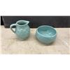Image 7 : Radford England Hand-Painted Floral Teapot and Turquoise Embossed Floral Tea Set, 3 Pieces