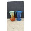Image 5 : Roseville Pottery Blue Vase and More, Three Pieces