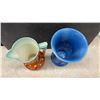 Image 6 : Roseville Pottery Blue Vase and More, Three Pieces