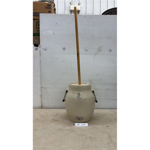 Medalta Potteries Ltd. 3 Gallon Imperial Stoneware Butter Churn with Wooden Dasher