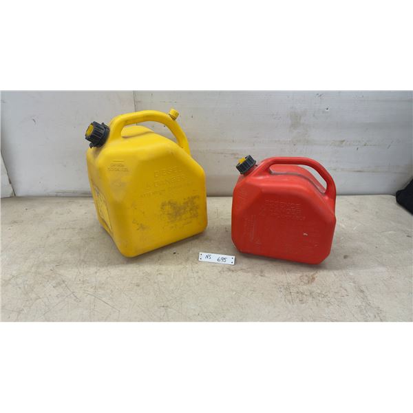 5.3 Gallon/20L Diesel Fuel Can and Red 10L Gasoline Can with Safety Spouts