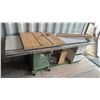 Image 1 : General Mfg. Co. Ltd. Model 350 Table Saw, 3 Wood Slabs, and Storage Cabinet on Platform with