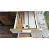 Image 7 : General Mfg. Co. Ltd. Model 350 Table Saw, 3 Wood Slabs, and Storage Cabinet on Platform with