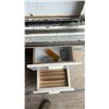 Image 8 : General Mfg. Co. Ltd. Model 350 Table Saw, 3 Wood Slabs, and Storage Cabinet on Platform with