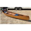 Image 1 : 17ft Cedar Canoe with Two Woven Blue Seats (Has a Hole in it)