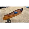 Image 8 : 17ft Cedar Canoe with Two Woven Blue Seats (Has a Hole in it)