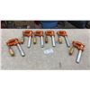 Image 1 : 6 Orange and Silver Bar Clamps with Wood Handles
