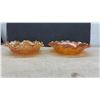 Image 2 : Five Pieces Marigold Iridescent Carnival Glass, Ruffled Bowls, Bonbon
