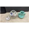 Image 6 : Blue and White Ceramic Collection: Pagoda Jar, Transferware Pitcher, Plates, Vases
