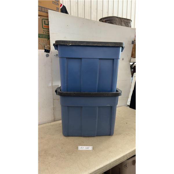 Rubbermaid Roughneck 68L Storage Totes with Black Lids, 24” x 16” x 16 1/2”, Set of 2