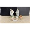 Image 1 : Pair of Dresden-Style Porcelain Figurines, Bisque Spill Vases, and Novelty Figurine, Late 19th Cent