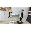 Image 1 : Pair of Hand-Painted Wooden Maid and Butler Figural Side Tables with Serving Trays, Tallest 36”