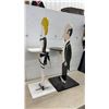 Image 2 : Pair of Hand-Painted Wooden Maid and Butler Figural Side Tables with Serving Trays, Tallest 36”