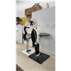 Image 3 : Pair of Hand-Painted Wooden Maid and Butler Figural Side Tables with Serving Trays, Tallest 36”