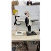 Image 4 : Pair of Hand-Painted Wooden Maid and Butler Figural Side Tables with Serving Trays, Tallest 36”