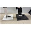 Image 5 : Pair of Hand-Painted Wooden Maid and Butler Figural Side Tables with Serving Trays, Tallest 36”