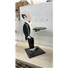 Image 7 : Pair of Hand-Painted Wooden Maid and Butler Figural Side Tables with Serving Trays, Tallest 36”
