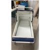 Image 4 : Vintage Silver Cross Capriole Baby Pram, Blue and White Boat-Style Body, Chrome Chassis