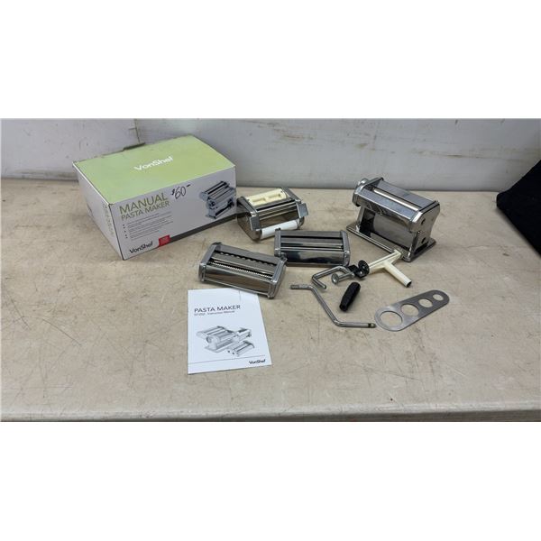 VonShef Manual Pasta Maker with Cutting Attachments, Clamp