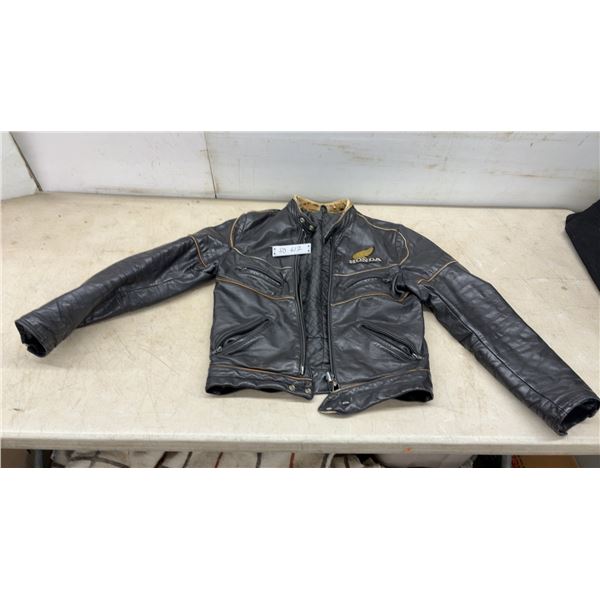 Vintage Honda Hondaline Leather Sports Wear Motorcycle Jacket, Size 38, Made in Canada, (Collar