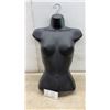 Image 1 : Black Plastic Female Mannequin Torso with Chrome Hanging Hook for Clothing Display