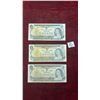 Image 1 : 3 Uncirculated 1973 Canada $1 Bills